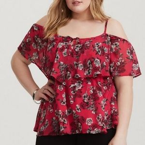 Torrid Floral Chiffon Cold Shoulder Top